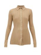 Matchesfashion.com Bottega Veneta - Ribbed-knit Silk Cardigan - Womens - Beige