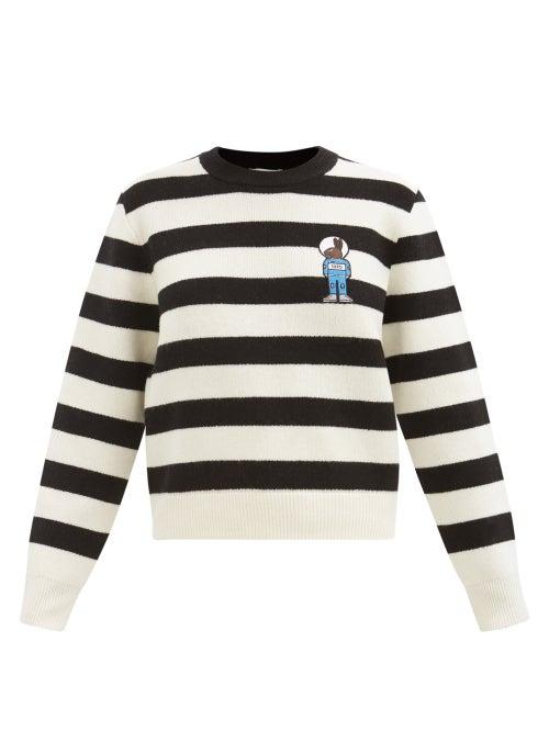 Bella Freud - Mythical Bunny Striped Merino Sweater - Womens - Ivory Black