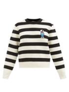 Bella Freud - Mythical Bunny Striped Merino Sweater - Womens - Ivory Black