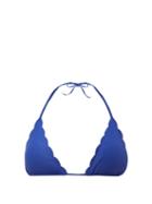 Matchesfashion.com Heidi Klein - Amoudi Bay Scalloped Triangle Bikini Top - Womens - Blue