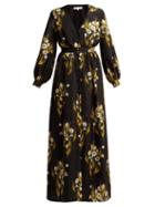 Matchesfashion.com Borgo De Nor - Francesca Floral Print Crepe Dress - Womens - Black Print