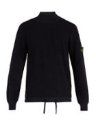 Matchesfashion.com Stone Island - Polo Neck Cotton Fleece Sweater - Mens - Navy
