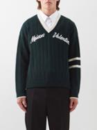 Valentino - Logo-jacquard Ribbed-wool Sweater - Mens - Green White