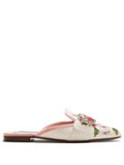 Matchesfashion.com Dolce & Gabbana - Crystal Embellished Floral Print Loafers - Womens - White Multi