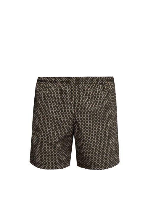 Matchesfashion.com Alexander Mcqueen - Skull Printed Swim Shorts - Mens - Black Multi