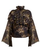 Rodarte Palm-print Silk-chiffon Blouse
