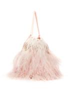 Matchesfashion.com The Attico - Ostrich Feather Embellished Crepe Pouch - Womens - Light Pink
