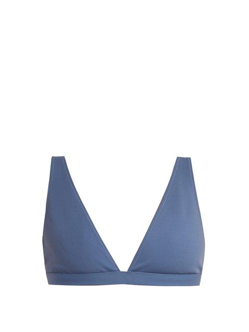Matchesfashion.com Rochelle Sara - The Enga Triangle Bikini Top - Womens - Blue