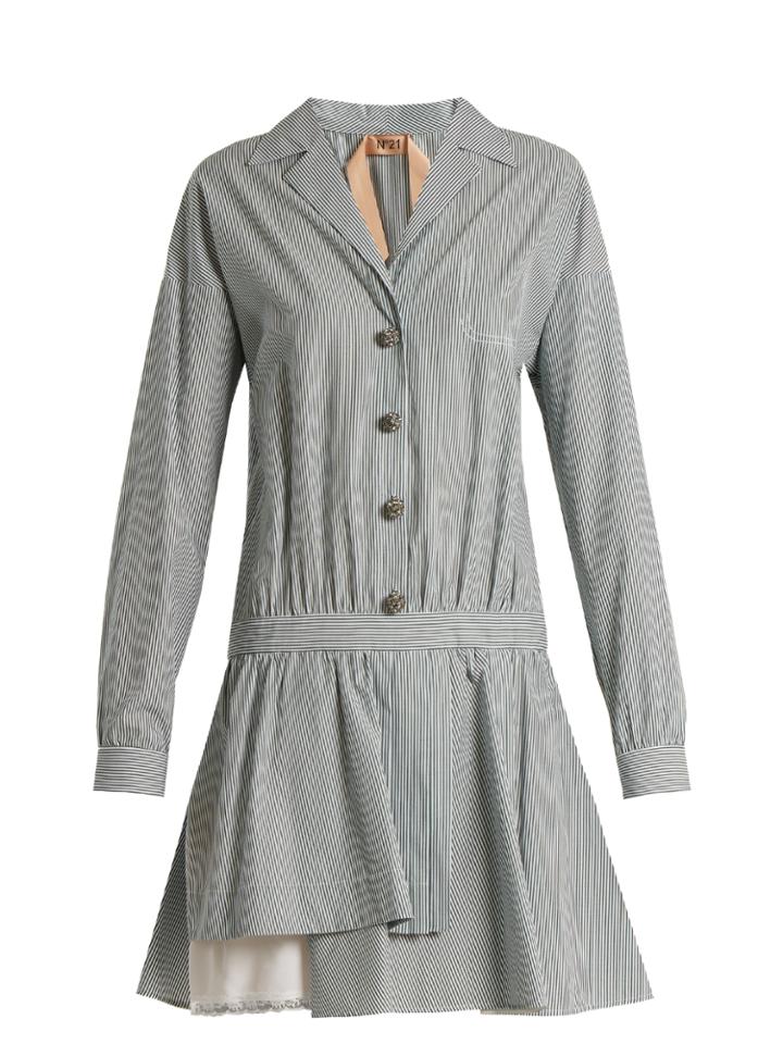 No. 21 Striped Cotton Shirtdress