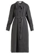 Matchesfashion.com Lemaire - Belted Long Line Linen Cotton Blend Coat - Womens - Dark Grey