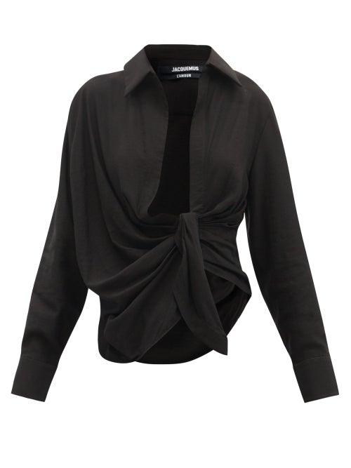 Matchesfashion.com Jacquemus - Bahia Knotted Twill Shirt - Womens - Black