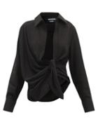Matchesfashion.com Jacquemus - Bahia Knotted Twill Shirt - Womens - Black