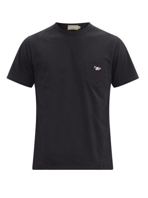 Matchesfashion.com Maison Kitsun - Tricolour Fox-patch Cotton-jersey T-shirt - Mens - Black