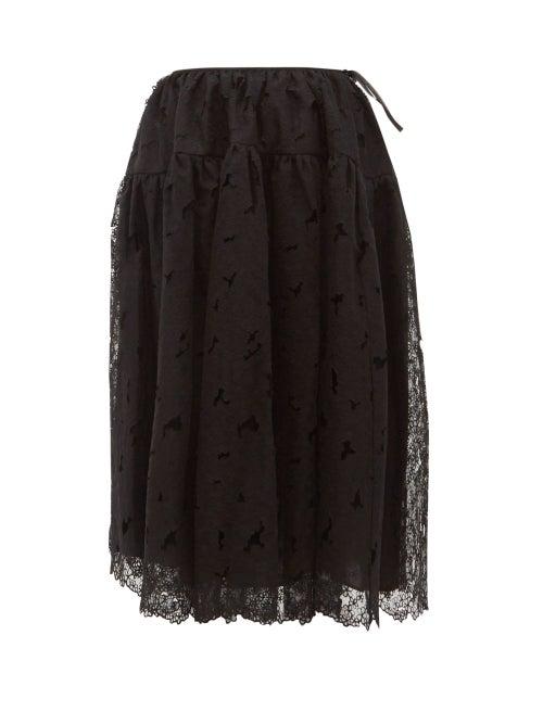 Matchesfashion.com Cecilie Bahnsen - Rosie Broderie Anglaise Midi Skirt - Womens - Black