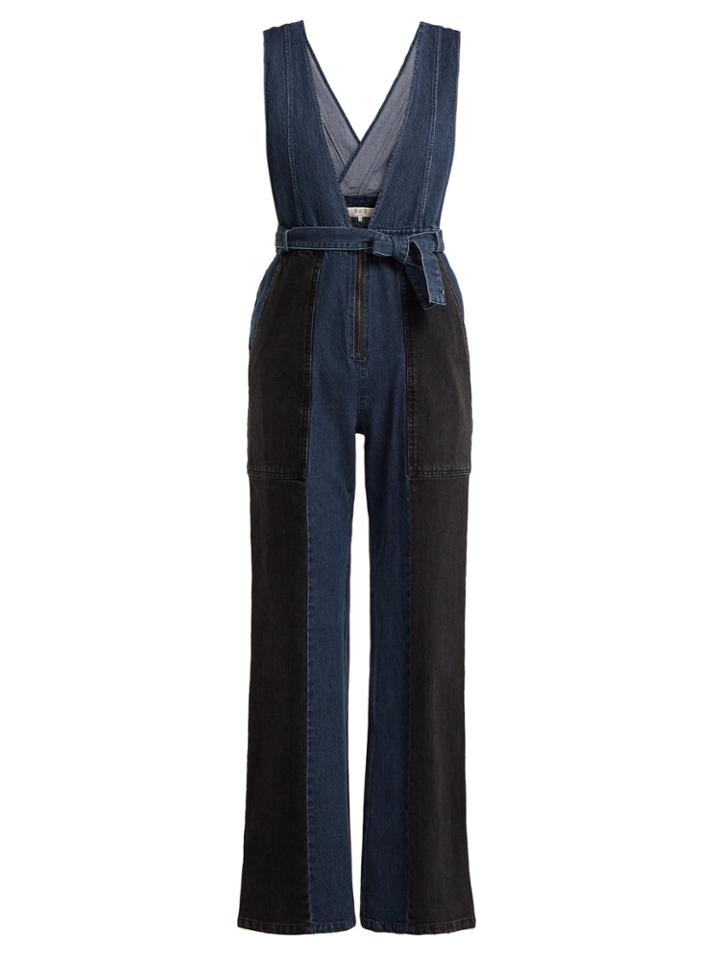 Sea Bleu Two-tone V-neck Jumpsuit