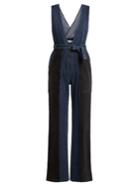 Sea Bleu Two-tone V-neck Jumpsuit