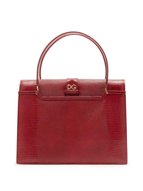 Matchesfashion.com Dolce & Gabbana - Ingrid Medium Lizard Effect Leather Bag - Womens - Burgundy