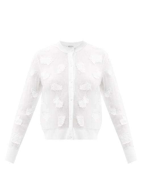 Matchesfashion.com Cecilie Bahnsen - Daisey Embroidered-patch Tulle Cardigan - Womens - White
