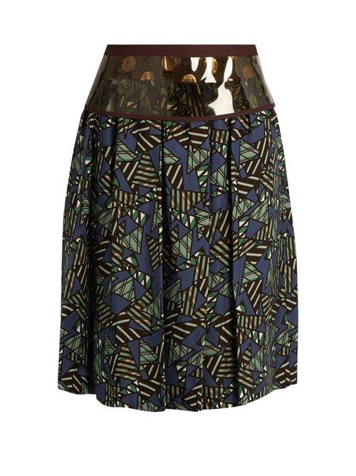 Matchesfashion.com Kolor - Geometric Print Satin Skirt - Womens - Green Multi