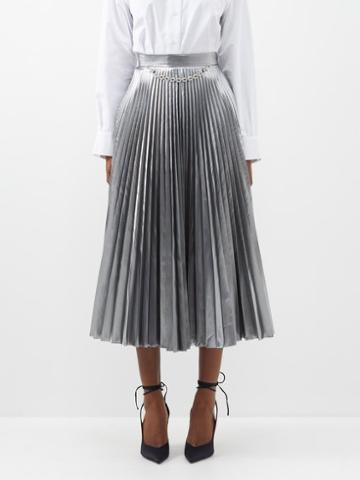 Christopher Kane - Chain-strap Pleated Recycled-blend Lam Skirt - Womens - Silver
