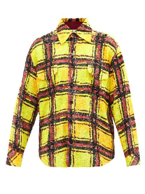 Ashish - Lumberjack-check Sequinned Cotton Shirt - Womens - Yellow Multi