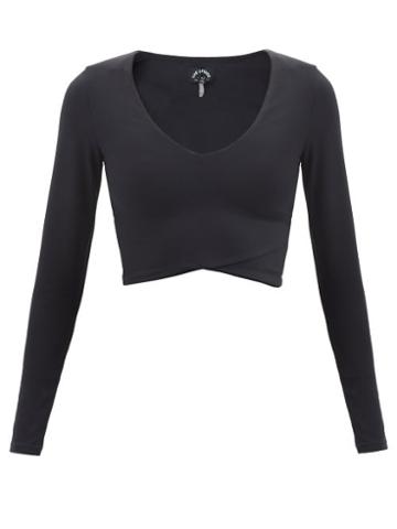 The Upside - Noir Siya V-neck Recycled-fibre Jersey Cropped Top - Womens - Black