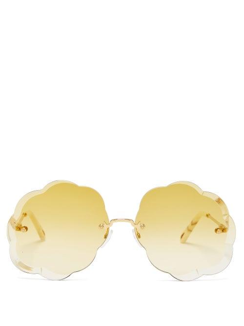 Matchesfashion.com Chlo - Rosie Cloud Metal Sunglasses - Womens - Yellow Gold