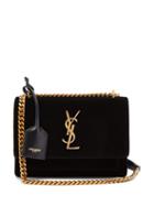 Matchesfashion.com Saint Laurent - Sunset Small Velvet Shoulder Bag - Womens - Black