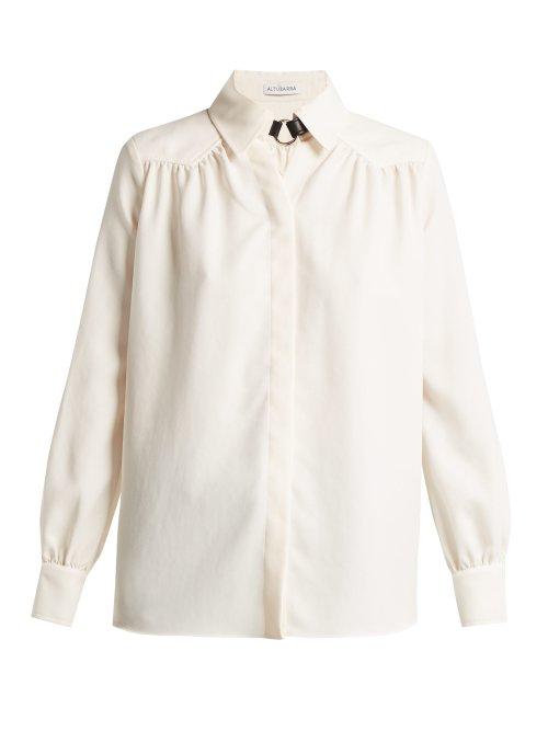 Matchesfashion.com Altuzarra - Tamar Buckle Neck Crepe Blouse - Womens - Ivory