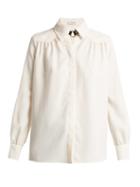 Matchesfashion.com Altuzarra - Tamar Buckle Neck Crepe Blouse - Womens - Ivory