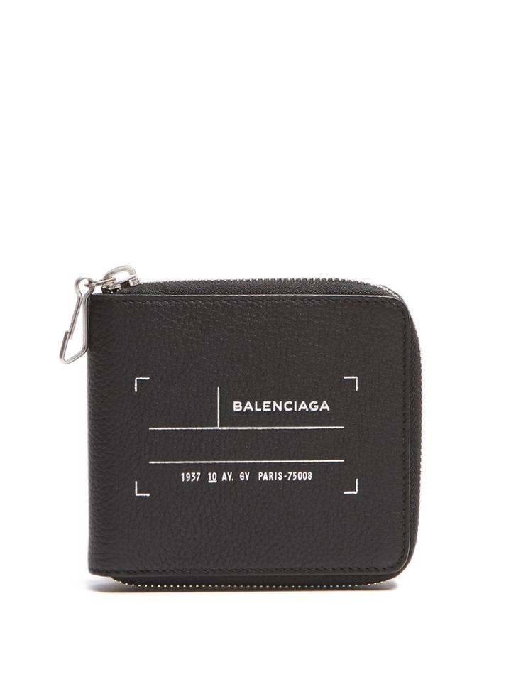 Balenciaga Tag-print Zip-around Leather Wallet