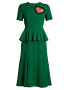 Matchesfashion.com Dolce & Gabbana - Heart Embellished Round Neck Peplum Dress - Womens - Green
