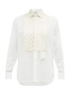 Matchesfashion.com Bottega Veneta - Quilted Satin Yoke Cotton Shirt - Womens - White Multi
