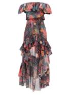 Matchesfashion.com Dundas - Dip-hem Floral-print Fil-coup Silk-blend Dress - Womens - Black Multi