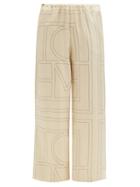 Ladies Rtw Totme - Monogram-embroidered Silk-twill Pyjama Trousers - Womens - Cream