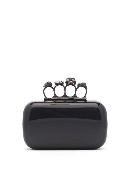 Ladies Bags Alexander Mcqueen - Four Ring Transparent-acetate Minaudire - Womens - Black