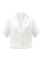 Matchesfashion.com S.a.r.k - Pill-button Cropped Silk-satin Shirt - Womens - White