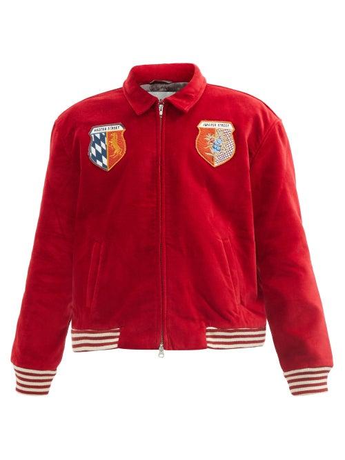 Bode - Wenham Embroidered Cotton-velvet Jacket - Mens - Red