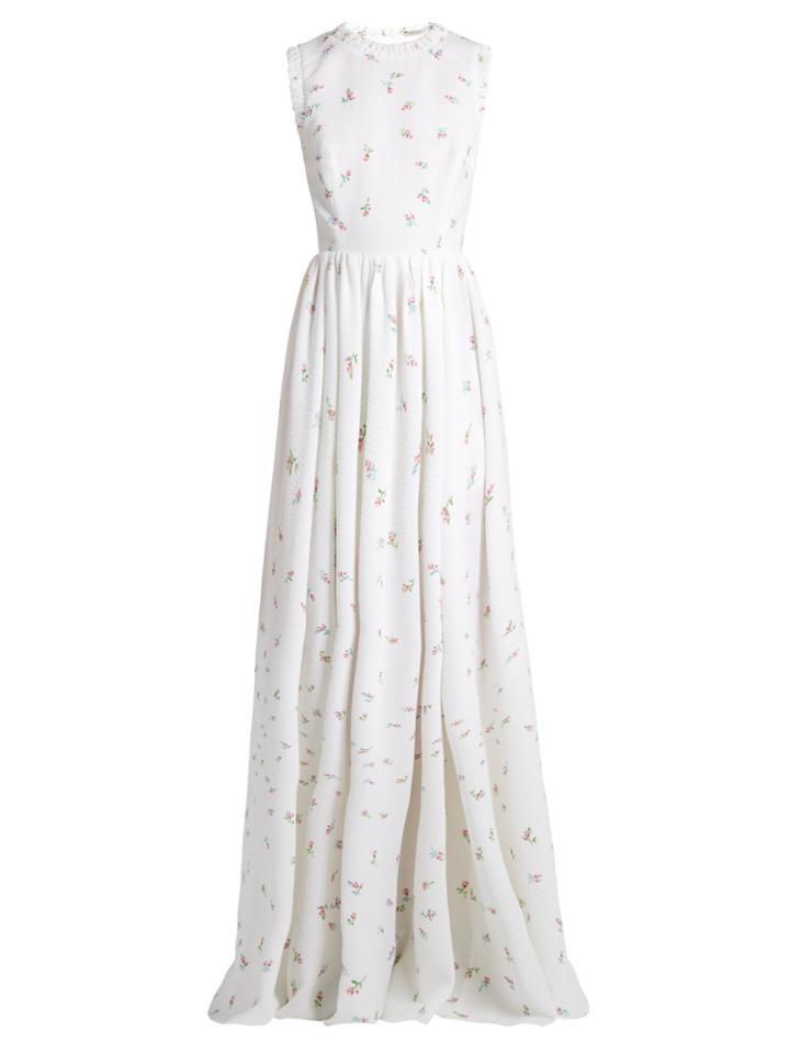 Emilia Wickstead Herbe Sleeveless Floral-print Cloqu Gown