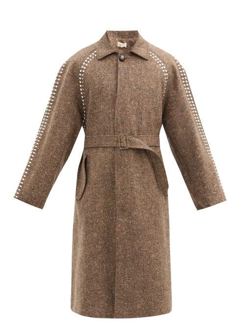 Matchesfashion.com Stefan Cooke - Studded Wool-tweed Overcoat - Mens - Brown