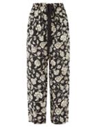 Matchesfashion.com Zimmermann - Floral-print Wide-leg Crepe Trousers - Womens - Black White