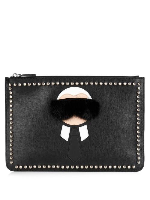 Fendi Karlito Leather Zip-pouch