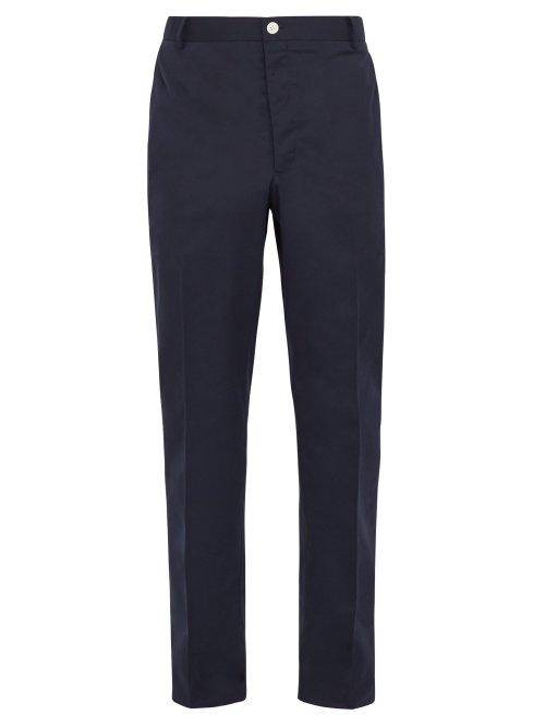 Matchesfashion.com Thom Browne - Deconstructed Tri Colour Stripe Chino Trousers - Mens - Navy