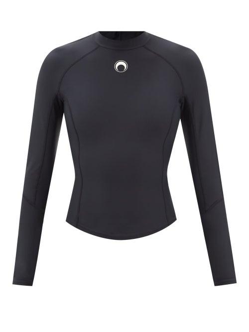 Marine Serre - Logo-print Recycled Nylon-blend Top - Womens - Black