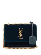 Matchesfashion.com Saint Laurent - Sunset Small Velvet Cross Body Bag - Womens - Dark Green