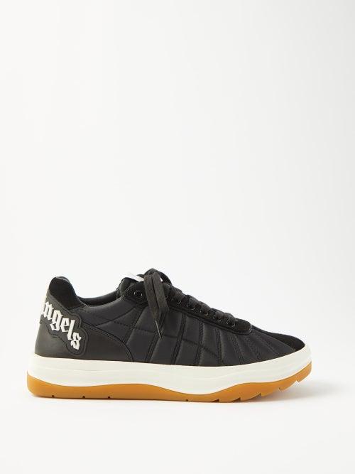 Palm Angels - Rainbow Panelled Suede And Canvas Trainers - Mens - Black White