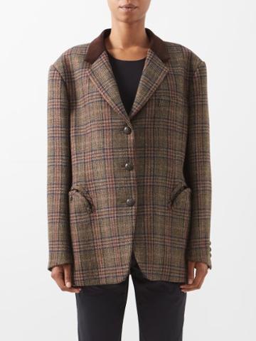 Blaz Milano - Nadir Single-breasted Checked Wool Blazer - Womens - Brown