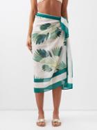 Raquel Diniz - Palm-print Cotton-blend Sarong - Womens - Green White