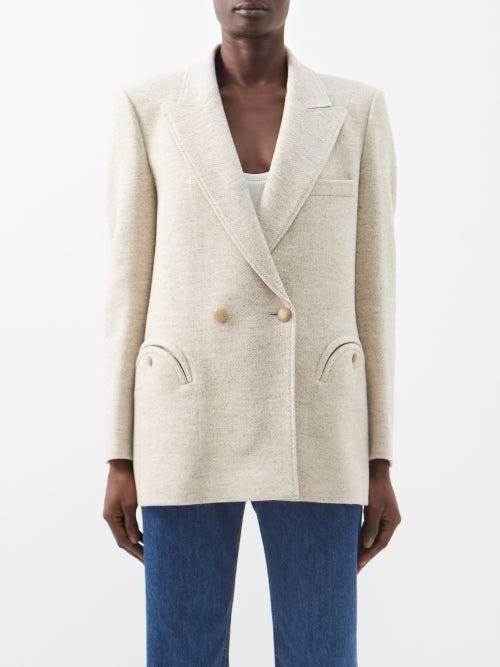 Blaz Milano - Whisp Single-breasted Houndstooth Wool Blazer - Womens - Cream