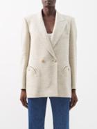 Blaz Milano - Whisp Single-breasted Houndstooth Wool Blazer - Womens - Cream